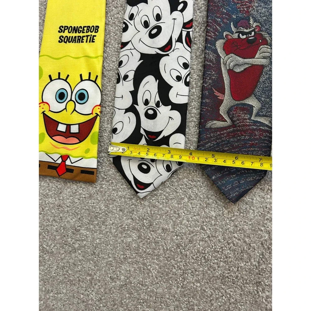 90s Fashion Cartooncore Nostalgia Necktie 4 Lot Mens Multi Character Vintage